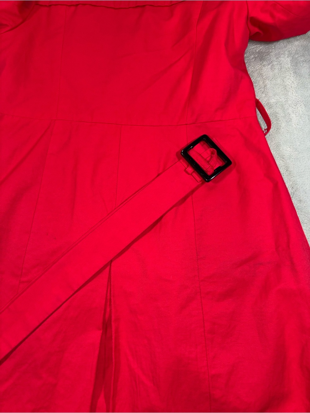 Le Château Vibrant Red Mid-Length Trench Coat - Size Small - Picture 6 of 6